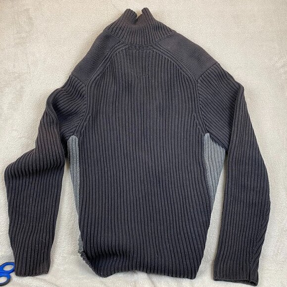 Vintage Guess Jeans Mens Sweater XL Ribbed Knit Zip-Up Mock Neck Cozy Gray - Picture 10 of 10